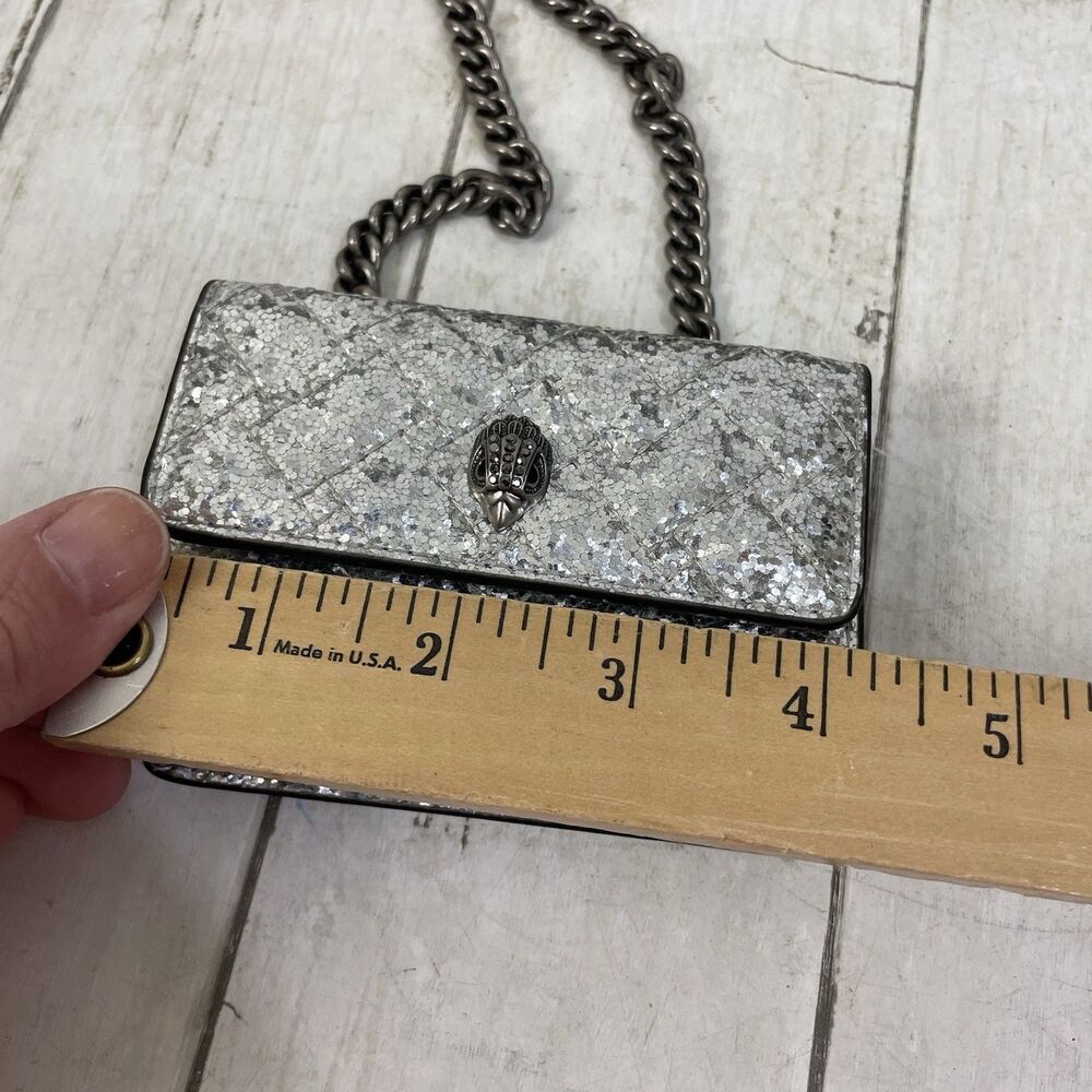 Kurt Geiger London Silver Quilted Micro Crossbody Purse In Box - Picture 7 of 11